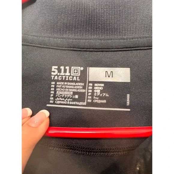 5.11 Tactical Polo Shirt Mens Medium Black Short Sleeve Performance Workwear - Picture 4 of 4